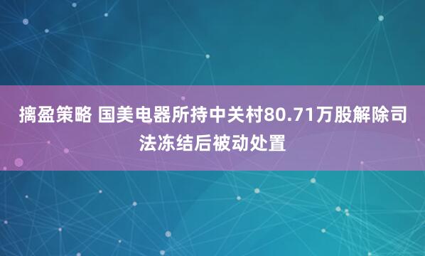 摛盈策略 国美电器所持中关村80.71万股解除司法冻结后被动处置